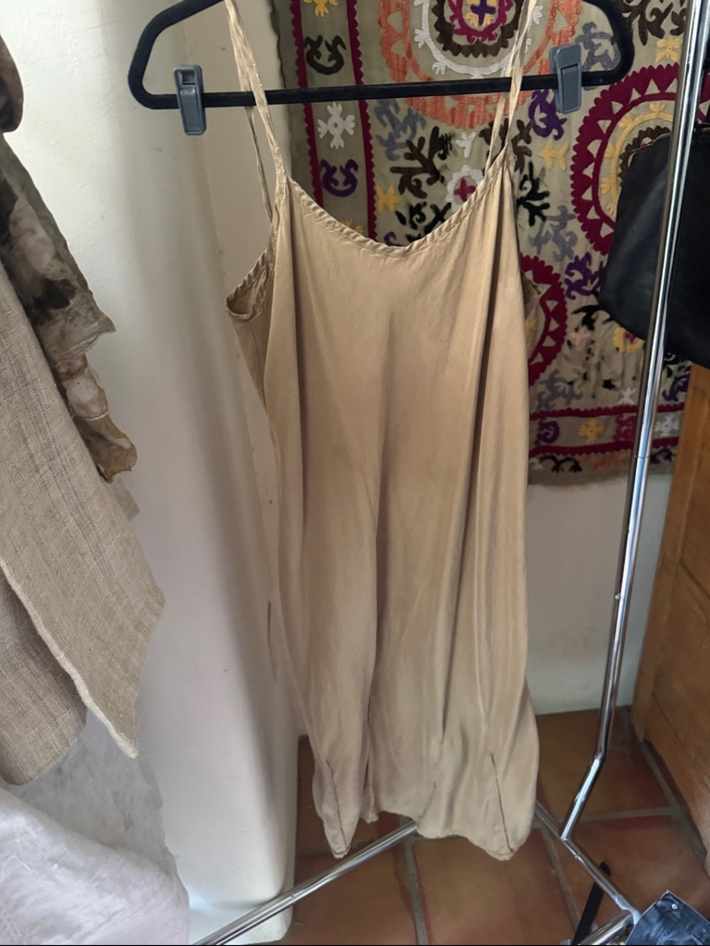 Lovemadeline Sand Satin Slip Dress